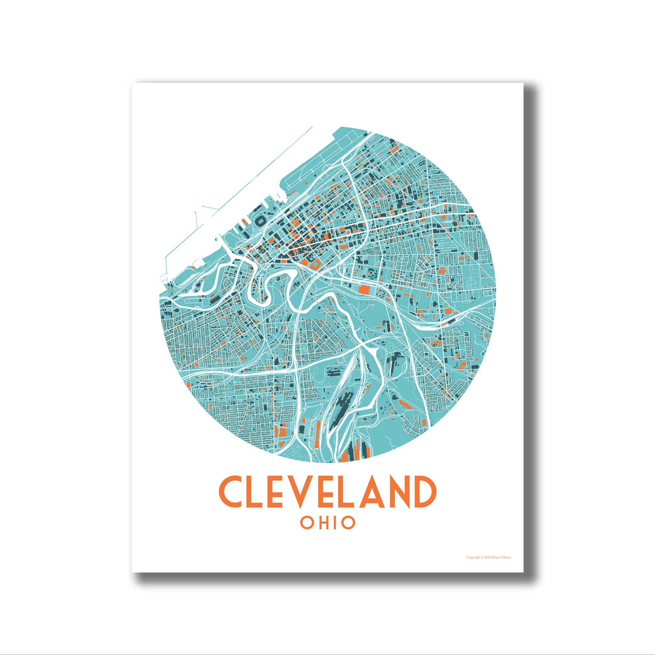 Cleveland Ohio Map Cleveland OH Poster Cleveland City