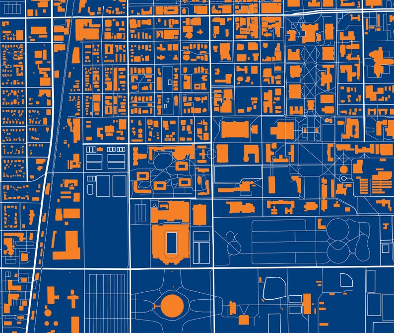 Urbanachampaign Illinois Map University of Illinois Moving Etsy