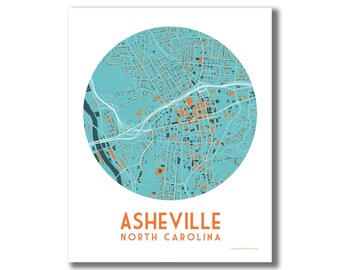 ASHEVILLE Map Print, Asheville NC Art, Asheville Art, Asheville North Carolina Map, Asheville Gift, Realtor Closing Gift, Moving Away Gift!