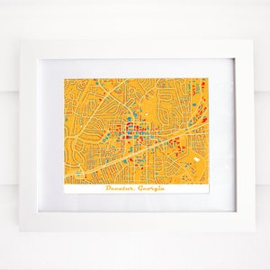 Decatur, GA Map, More Colors Moving Away Gift Going Away Gift Wedding Gift Yellow Landscape