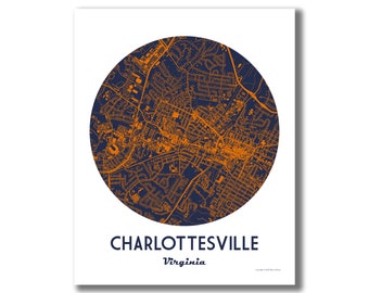 Charlottesville Map Print, Charlottesville Virginia Map Art, Modern Charlottesville Map, City Wall Art, City Map Art, Housewarming Gift!
