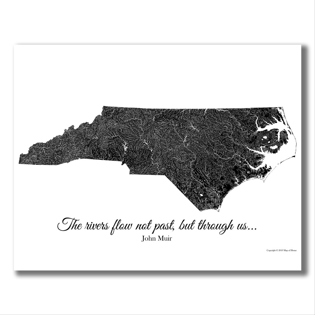 NC RIVERS Map Print, North Carolina Rivers Map, North Carolina ...