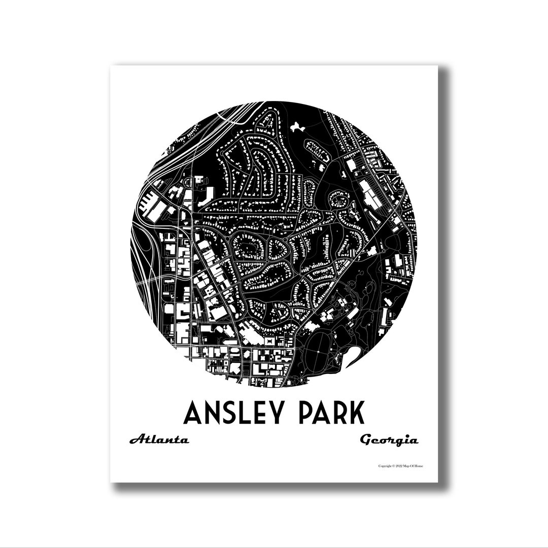 ANSLEY PARK Map Print Ansley Park Art Atlanta GA Modern Art Etsy community-ansley-park