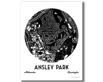 ANSLEY PARK Map Print! Ansley Park Art, Atlanta GA Modern Art, Realtor Closing Gift, Housewarming Gift, Moving Away, Wedding, Travel Gift!