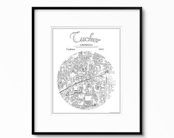 Tucker, Georgia Map! Tucker, GA Map, Housewarming Gift, Moving Away Gift, Going Away Gift, Wedding Gift, Map Art, Custom Maps, Modern Map!