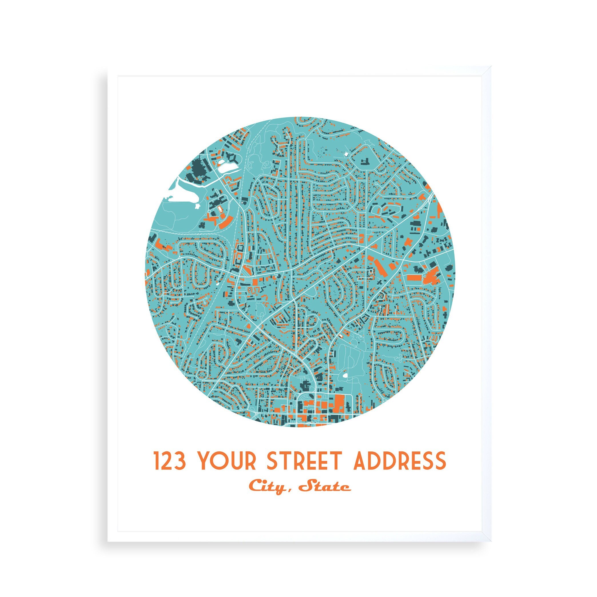 Custom Address Map Modern Map Art Custom Gift Wedding - Etsy UK