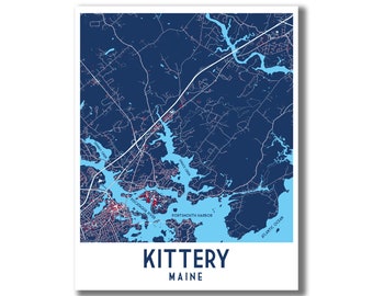 KITTERY ME Map Print, Kittery Maine Map Art, Modern Maine Map, Maine Coastal Art, Northeast Coast Map, Portsmouth Harbor Map, Kittery Art!