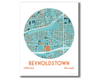 REYNOLDSTOWN Map Print, Reynoldstown Atlanta Neighborhood Map, Reynoldstown Atlanta Art Print, Reynoldstown Modern Style Map, Custom Map!