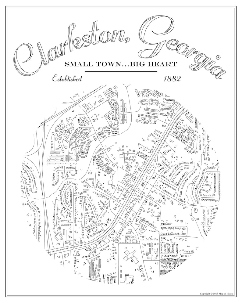 Clarkston Map Moving Away Gift Going Away Gift Etsy