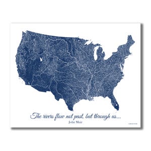 US Rivers Map, US Hydrology Map, Rivers of the US Map, kayaker, canoer, fishing, hiker, nature lover, cabin art, rustic decor, us waterways!