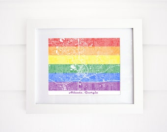 Atlanta Map Art, Pride Map, Atlanta Pride, Downtown Atlanta Map  Moving Away Gift! Going Away Gift! Wedding Gift!