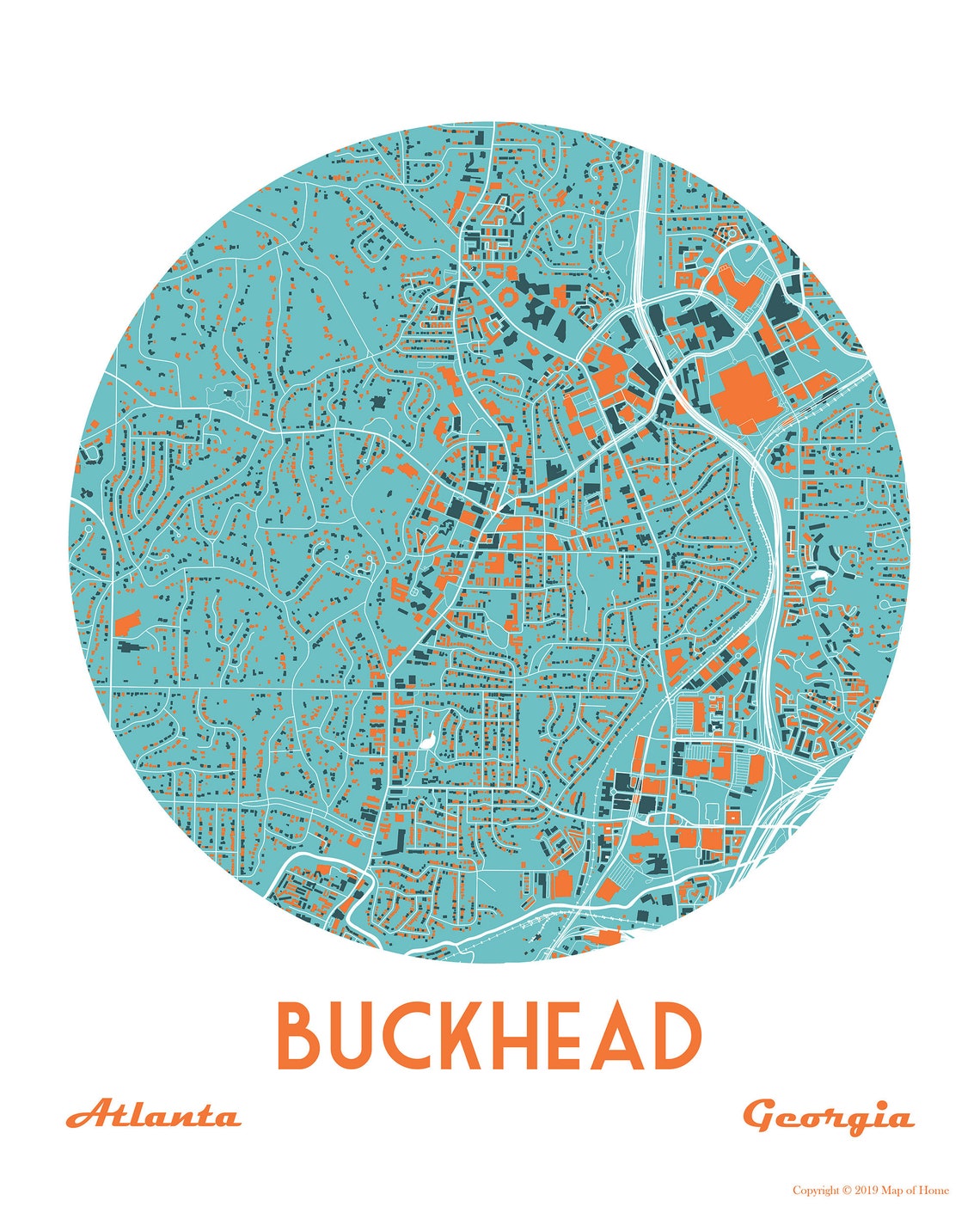 Buckhead Map Buckhead Map Housewarming Gift Etsy Australia