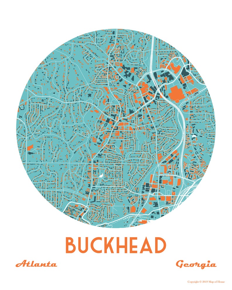 Buckhead, Georgia, Map, Buckhead Map, Housewarming Gift, Buckhead Art, Moving Away Gift, Going Away Gift, Wedding Gift image 4