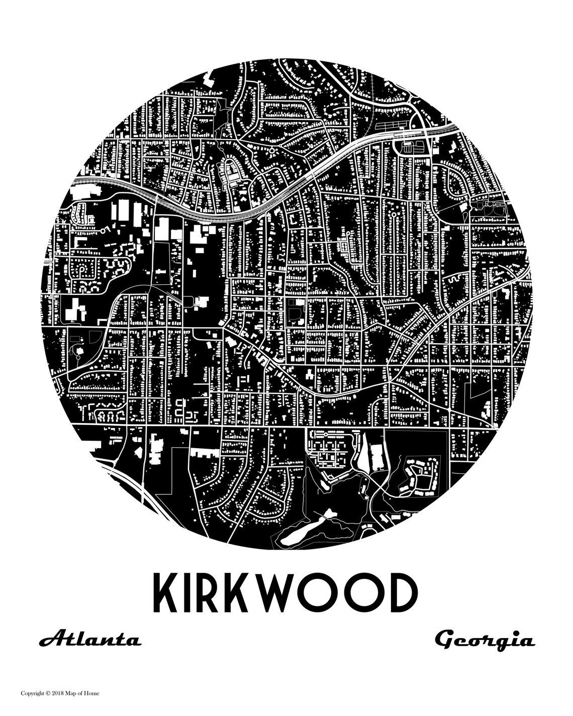 Kirkwood Atlanta Neighborhood GA Map Moving Away Gift Etsy
