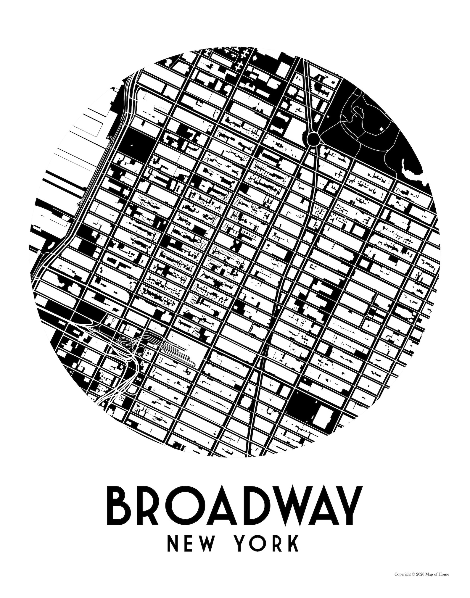 Broadway Map New York City Manhattan NYC Theater - Etsy
