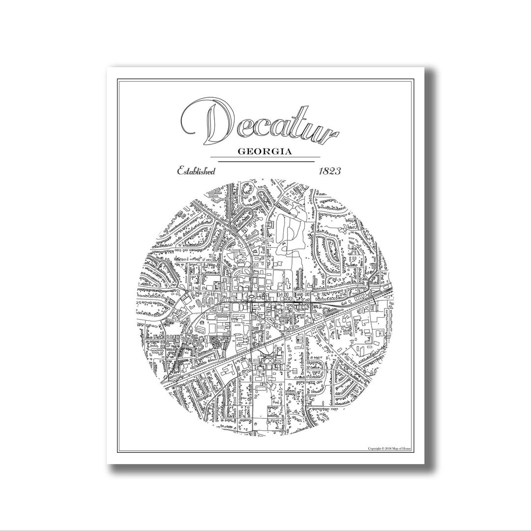 Vintage Decatur Map DECATUR Map Print, Decatur Art, Decatur Georgia Map, Decatur Gift ...
