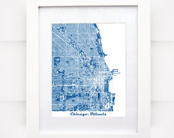 Chicago Map Print, Stadiums!  Moving Away Gift! Going Away Gift! Wedding Gift!
