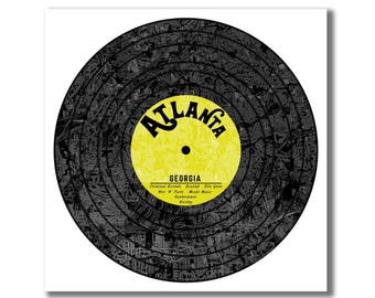 Atlanta Record Map Print, Atlanta GA Map, Music Lover Gift, Music Print, Atlanta Music Map, Atlanta Modern Art! Moving, Housewarming Gift!