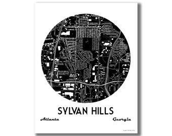 SYLVAN HILLS Map Print! Sylvan Hills Art, Atlanta GA Modern Art, Realtor Closing Gift, Housewarming Gift, Moving Away, Wedding, Travel Gift!