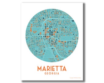 Marietta, GA Map, Housewarming Gift, Marietta Art, Housewarming Gift, Moving Away, Going Away Gift, Wedding Gift!