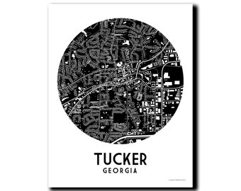 TUCKER Georgia Map Print! Tucker GA Art Print, Tucker black and white map, Tucker Art, Housewarming Gift, Moving Away Gift, City Home Decor!