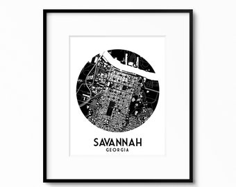 Savannah, GA Map Print! Graduation Gift! Moving Away Gift! Going Away Gift!  Home Decor, Wall Art Wedding Gift!