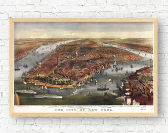 New York City Vintage Map Art Print, Manhattan, NEW YORK Map  Moving Away Gift! Going Away Gift! Wedding Gift!