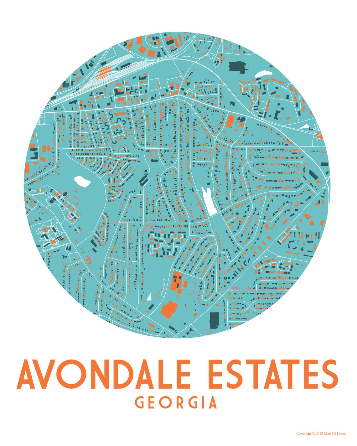 Avondale Estates Atlanta Area Map Print Moving Etsy