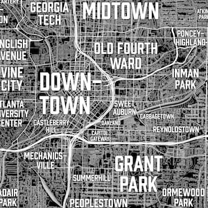 Custom Color Atlanta Neighborhoods Map Atlanta Map Print, Atlanta Modern Art, Closing Gift, Housewarming, Airbnb decor, Moving Away Gift image 2