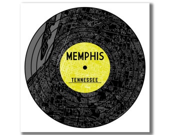 MEMPHIS TN Record Map Print, Memphis Record Map, Memphis Music Art, Memphis Album Art, Music Lover Gift, Memphis LP, Home of the Blues!