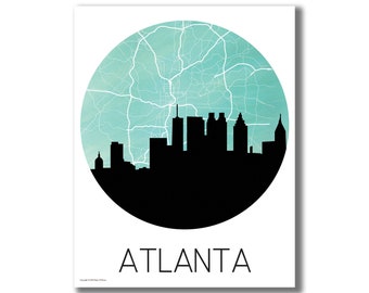 Atlanta Skyline Map! Atlanta Map Print, Atlanta GA, Atlanta Modern Art, Atlanta Art, Closing Gift, Housewarming, Moving, Graduation, ATL Art