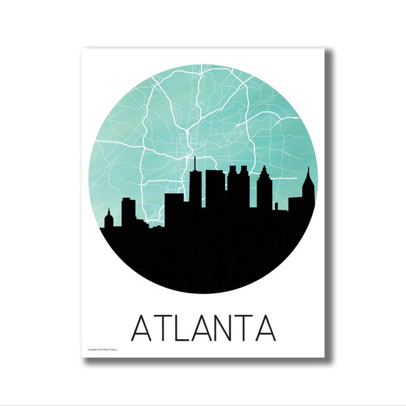 Atlanta Skyline Map, Atlanta City Travel Print, Atlanta Skyline Wall Art, Atlanta Georgia Map Art, ATL Map print, Atlanta Home Decor!