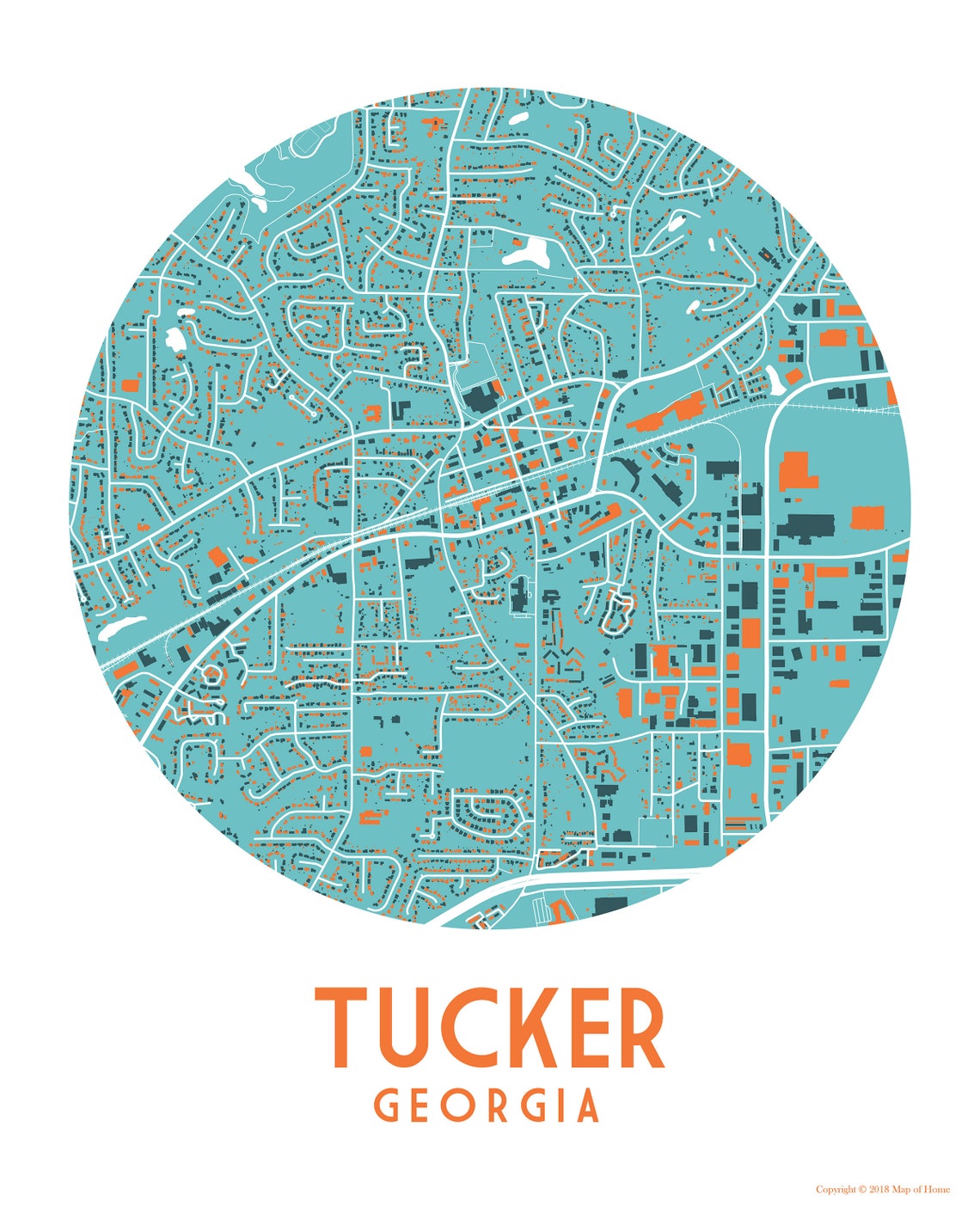 Tucker Map Art Two Versions Tucker Map Etsy