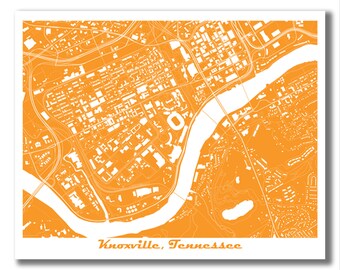 Knoxville, Tennessee Map! Knoxville Art! Airbnb Decor, Wedding, Going Away, Travel Art, Graduation, Shower, Housewarming Gift, Modern Art