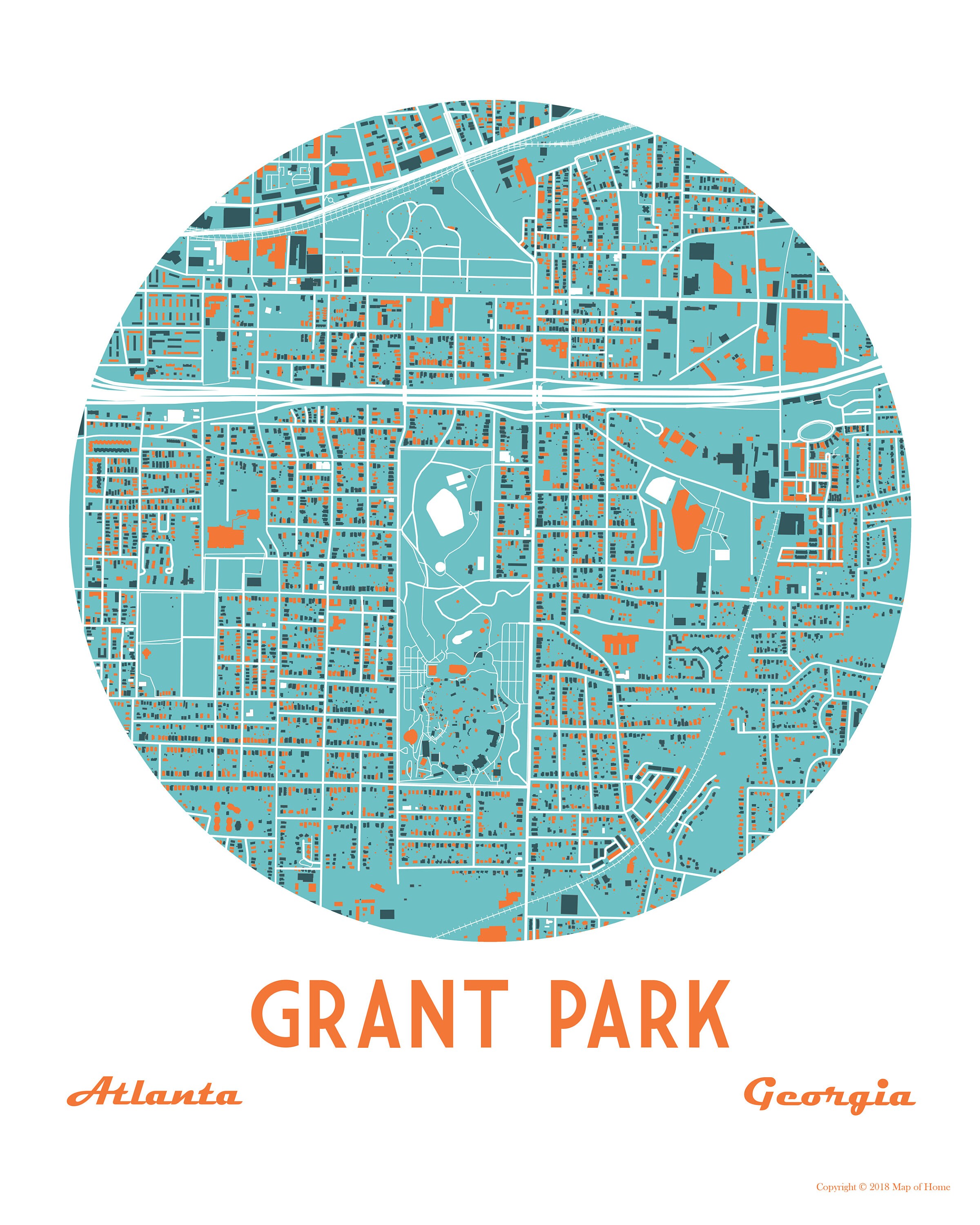 Grant Park Atlanta Map Grant Park Atlanta Neighborhood Ga Map Moving Away Gift - Etsy Singapore