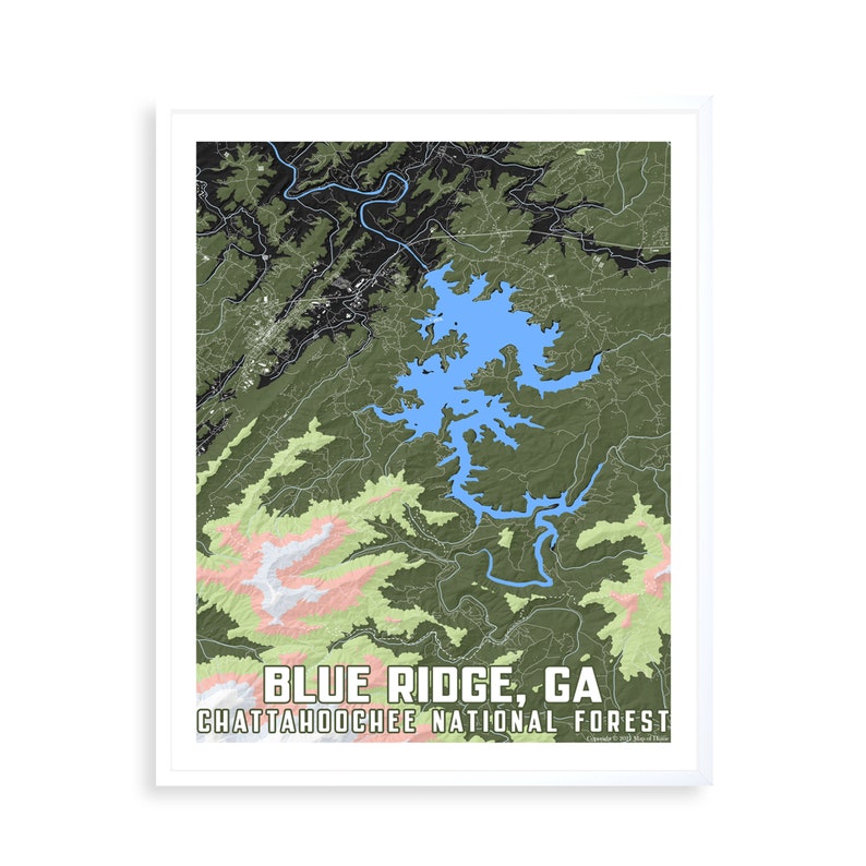 Blue Ridge Map Blue Ridge Poster Nature Map Georgia | Etsy
