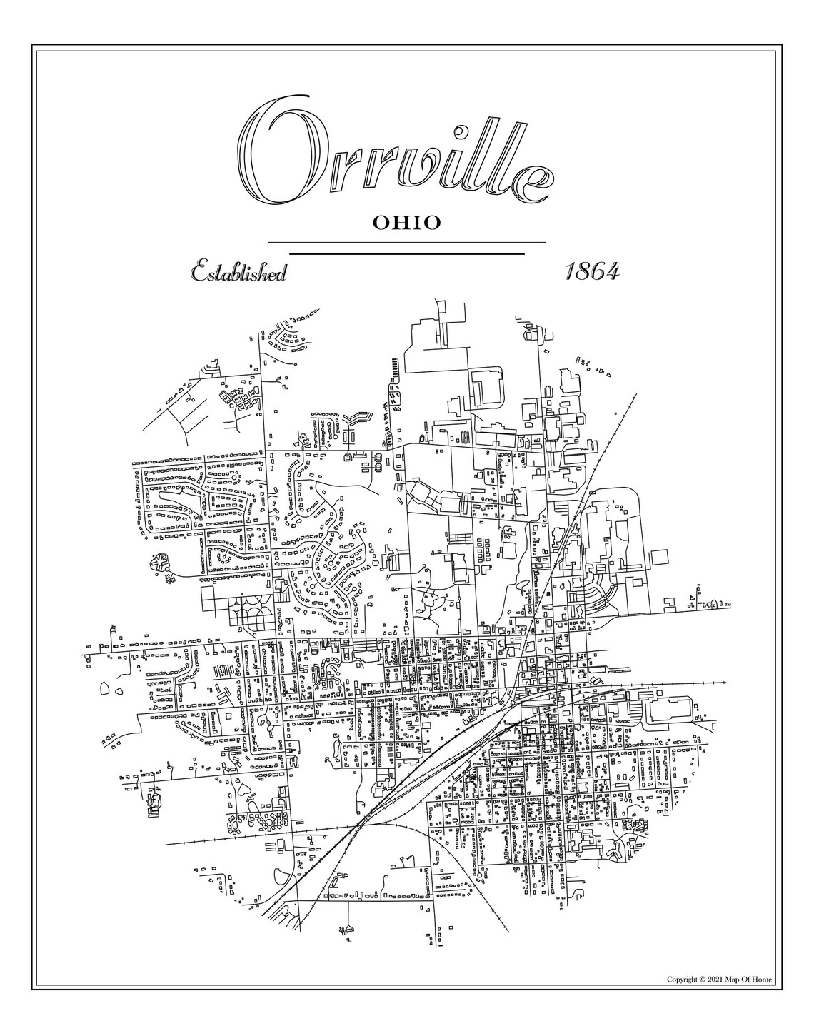 Orrville OH Map Print Ohio Map Moving Away Gift Going Away Etsy