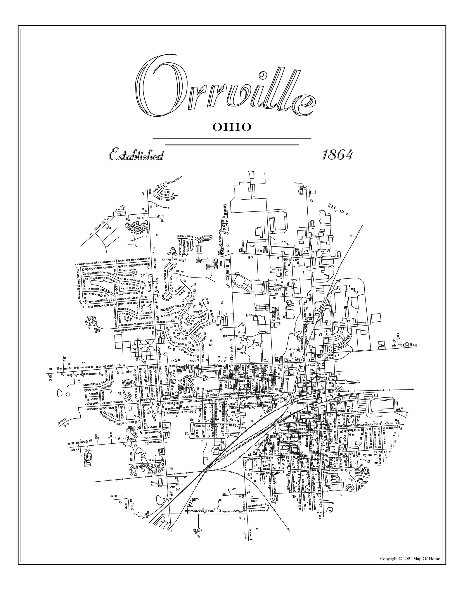 Orrville OH Map Print Ohio Map Moving Away Gift Going Away Etsy