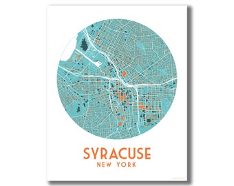 Syracuse Map Print, Syracuse NY Map, Modern Minimalist Syracuse Map, Downtown Syracuse Map, Syracuse GRAD Gift, Closing Gift, Housewarming!