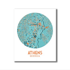 GRAD GIFT UGA Map, Athens, Ga Modern Color Palette!  Moving Away Gift! Going Away Gift! Wedding Gift!