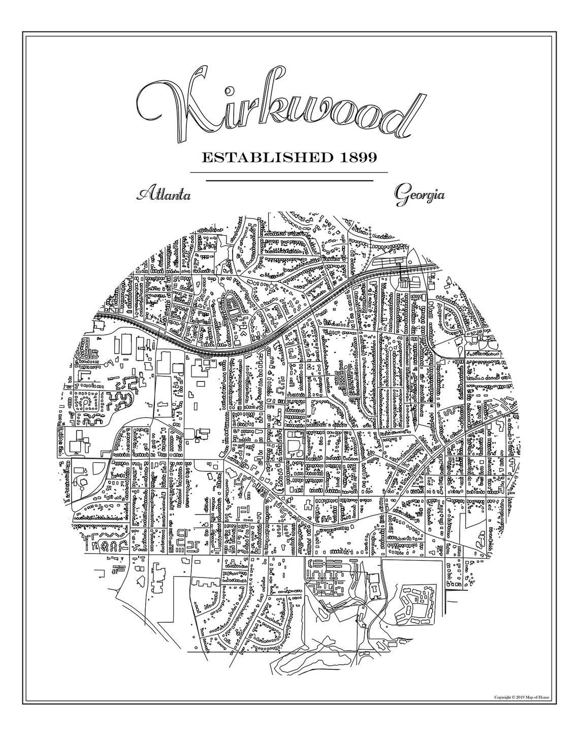 Kirkwood Atlanta Neighborhood GA Map Moving Away Gift Etsy Sweden