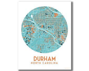 DURHAM NC Map Print, Durham North Carolina Map Art, Modern Durham Map, Durham Wall Art, Durham City Map Art, Housewarming Gift, Realtor Gift