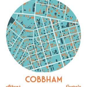 Cobbham, Athens, Ga Neighborhood Map Art Moving Away Gift Going Away Gift Wedding Gift image 2