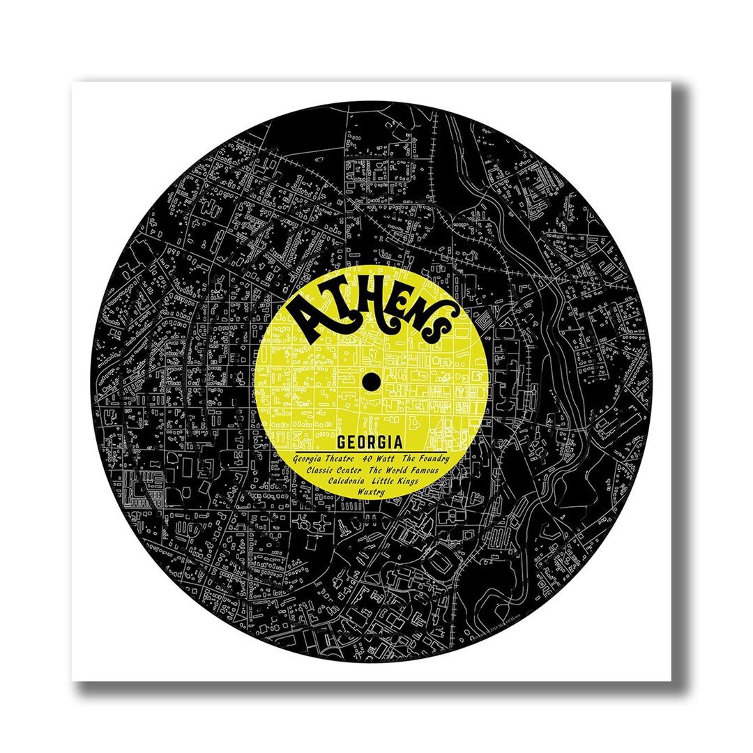 Athens Record Map Print! Athens Music Gift, Gift for Music Lover ...