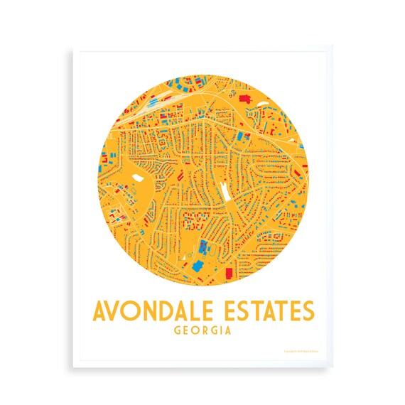 Avondale Estates Atlanta Area Map Print Moving Etsy
