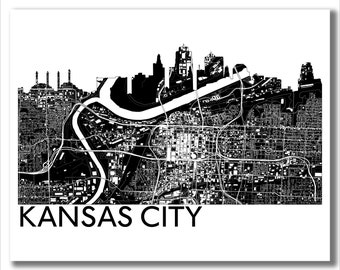 Kansas City Skyline Map! Kansas City Art, Wedding Gift, Going Away Gift, Housewarming Gift, Florida Art, Shower Gift, Custom Map, Missouri!