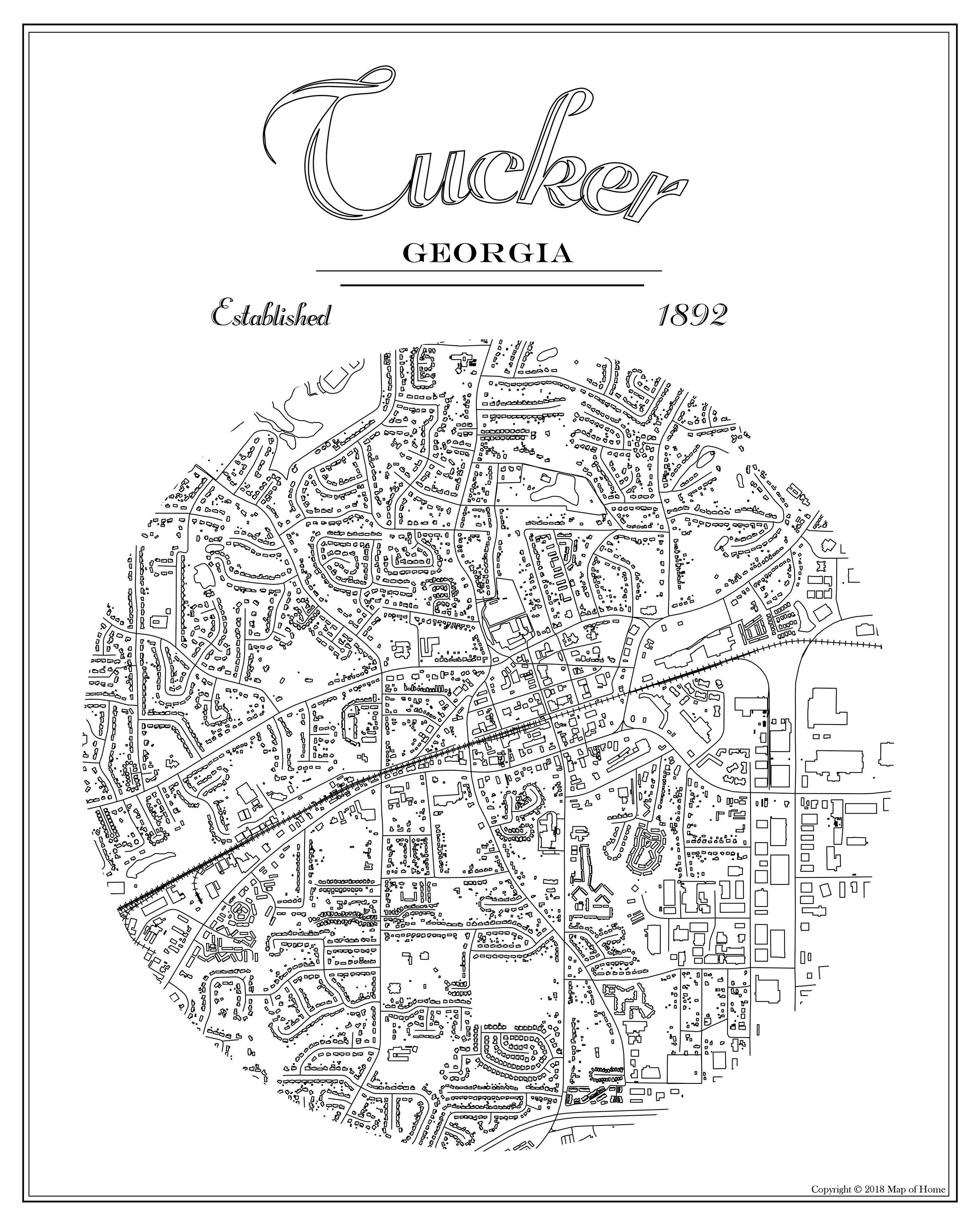 Mapa de Tucker Tucker mapa de GA regalo de Etsy México