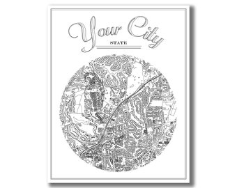 Custom City Map! Map Art, Custom Gift, Wedding, Housewarming, Moving Away, Travel, Going Away, Graduation, Custom Art, Custom Map!