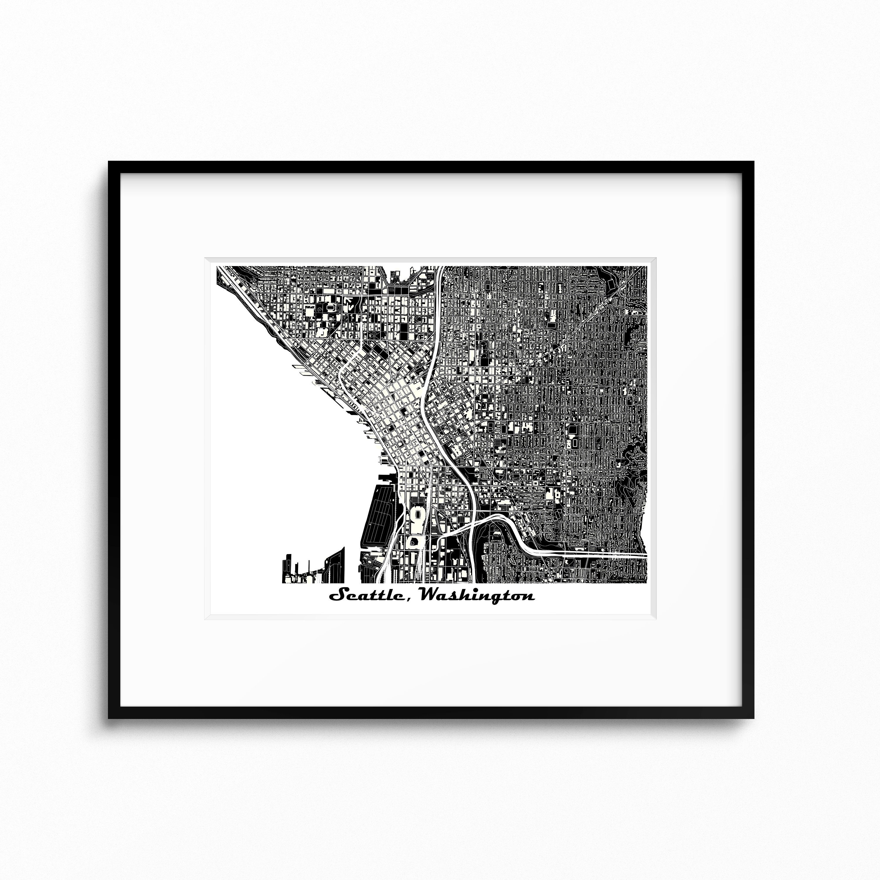 La Casa De Las Carcasas Vecindario Seattle WA Impresión de mapas Regalo de graduación - Etsy México