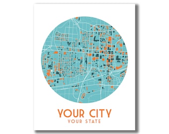 Custom City Map! Modern Map Art, Custom Gift, Wedding, Housewarming, Moving Away, Travel, Going Away, Graduation, Custom Art, Custom Map!